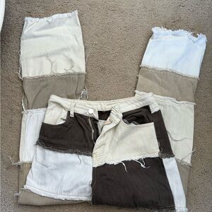 Patchwork Wide-Leg Jeans